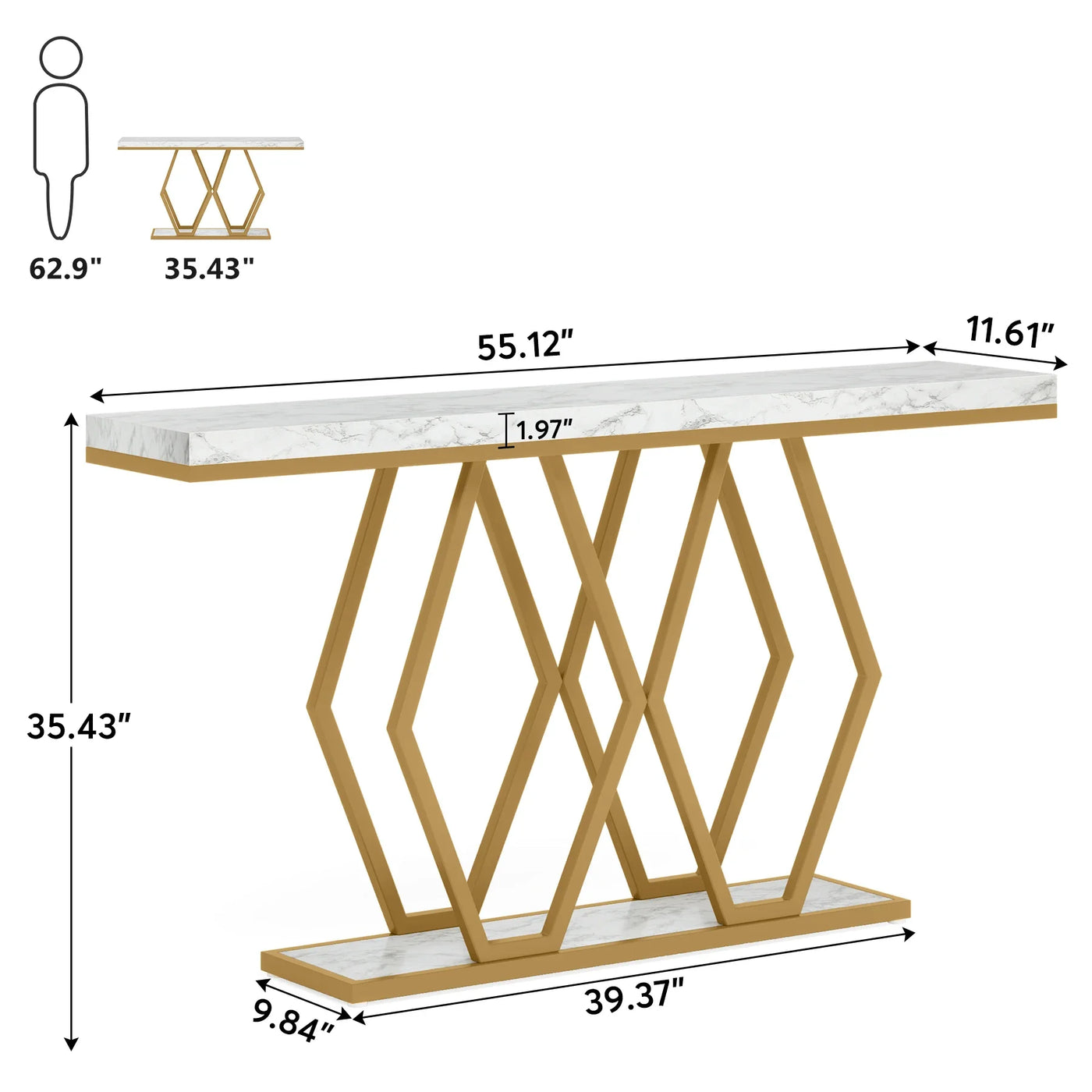 Tribesigns Console Table for Entryway Living Room, 55 Inch Gold Entryway Table Modern Accent Table for Hallway Entrance Foyer