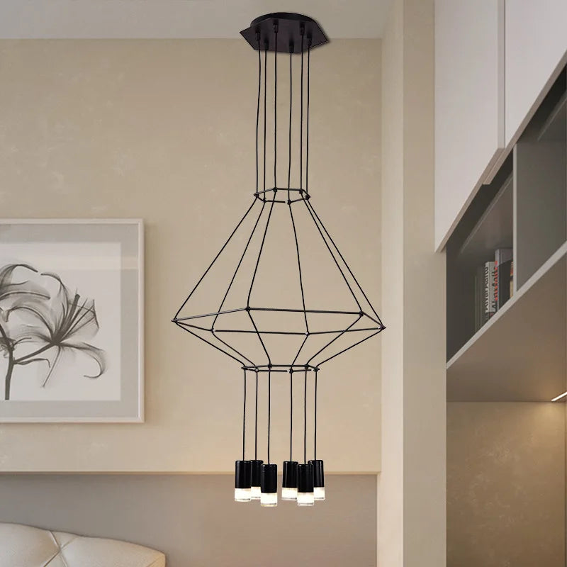 Minimalist LED Pendant Light Modern Industrial Iron Art Long Line Chandeliers Living Room Staircase Decor G9 Design Pendant Lamp