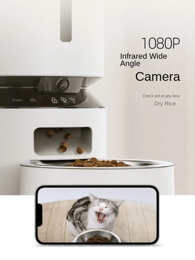 Pet Automatic Feeder Video Remote Feeding Cat Double Bowl Timing Quantitative Smart Cat Dog Food Cat Supplies