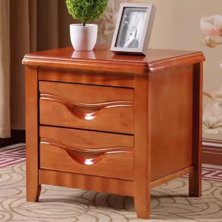 Trendy Wood Storage Bedside Table with Drawers