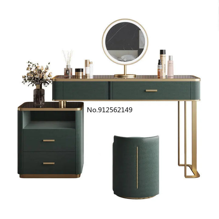 Light Luxury Dressing Table Glass LED Light Storage Modern Minimalist Dressing Table Organizer Meuble De Chambre Home Furniture