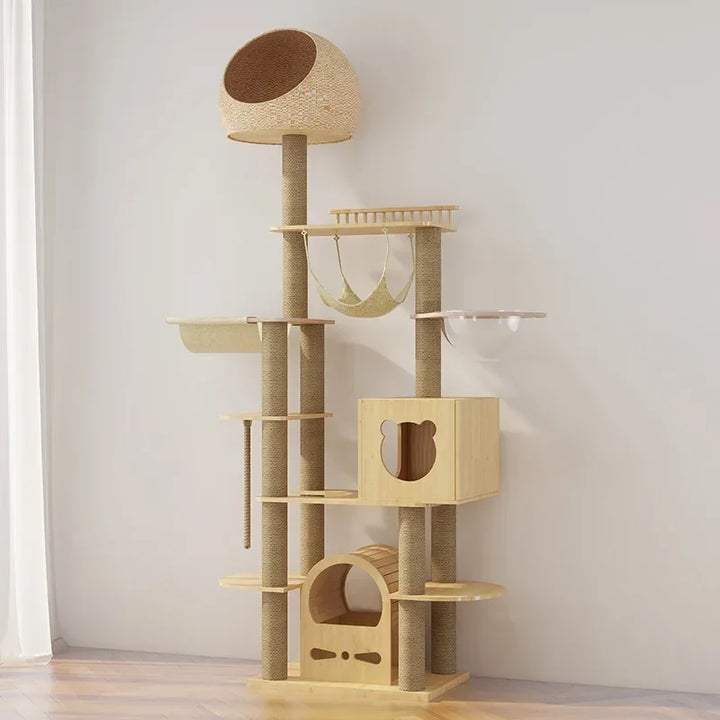 Large Shelf Pet Furniture Solid Wood Cat Climbing Frame Cat Hammock Multi-layered