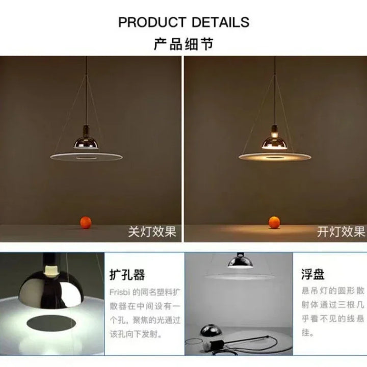 Nordic Minimalist Circular Flying Saucer Pendant Lamp Modern Creative Restaurant LED Chandelier Dining Table Small Ceiling Lamp