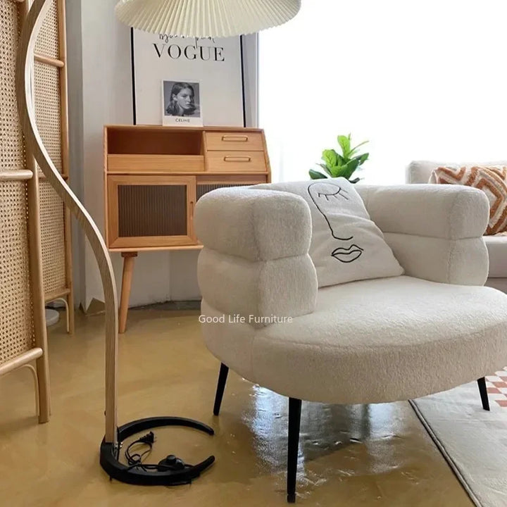 Lamb Fleece Casual Sofa Chair Single Sofa Light Luxury Modern Living Room Lounge Chair Balcony Lazy Sofa  Furniture Nordic