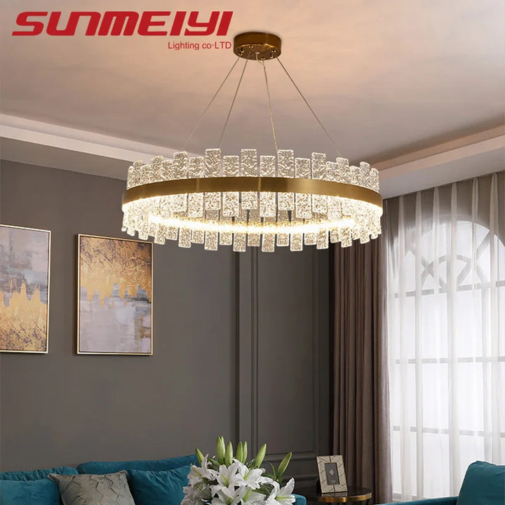 2022 Luxury Ceiling Chandeliers Minimalist LED Lights Nordic Round Crystal Lamp Fixture For Kitchen Dining Living Room Bedroom