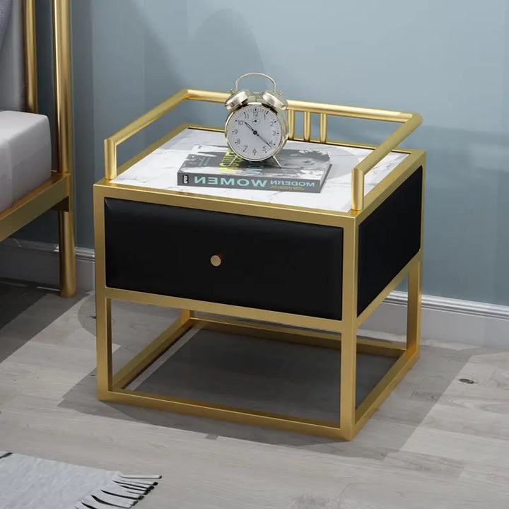 Nordic Simple Modern Luxury Bedroom Small Simple Ins Wind Iron Small Bed Table Storage Bedside Table Night Stands For Bedroom