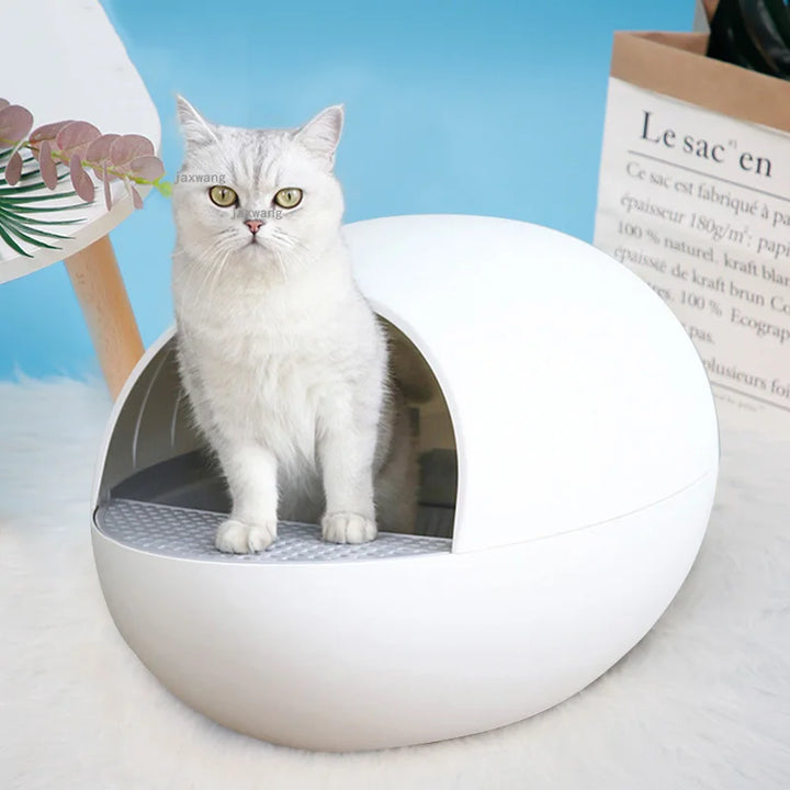 Automatic Semi-closed Cats Egg Plastic Litter Box Intelligent Electric Cat Training Toilets Anti-splash Pets Sandbox Supplies L