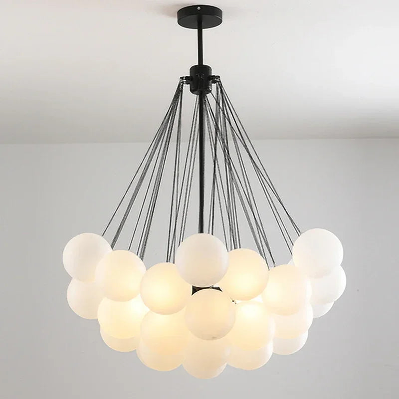Modern Glass Ball Hanging Chandelier Living Dining Table Kitchen Modest Ceiling Lamps for Room Pendant Led Lights Home-appliance