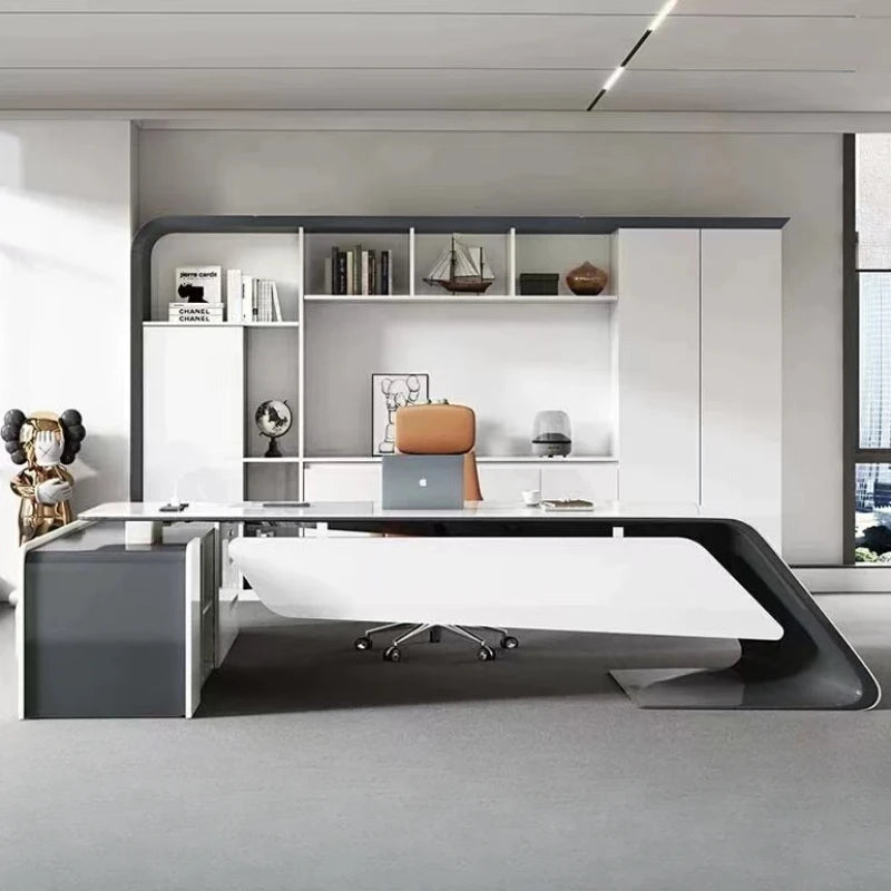 Luxury Ergonomic Office Desks Shelves Corner Floor Reception Computer Desks Storage Writing Escritorios De Oficina Furniture