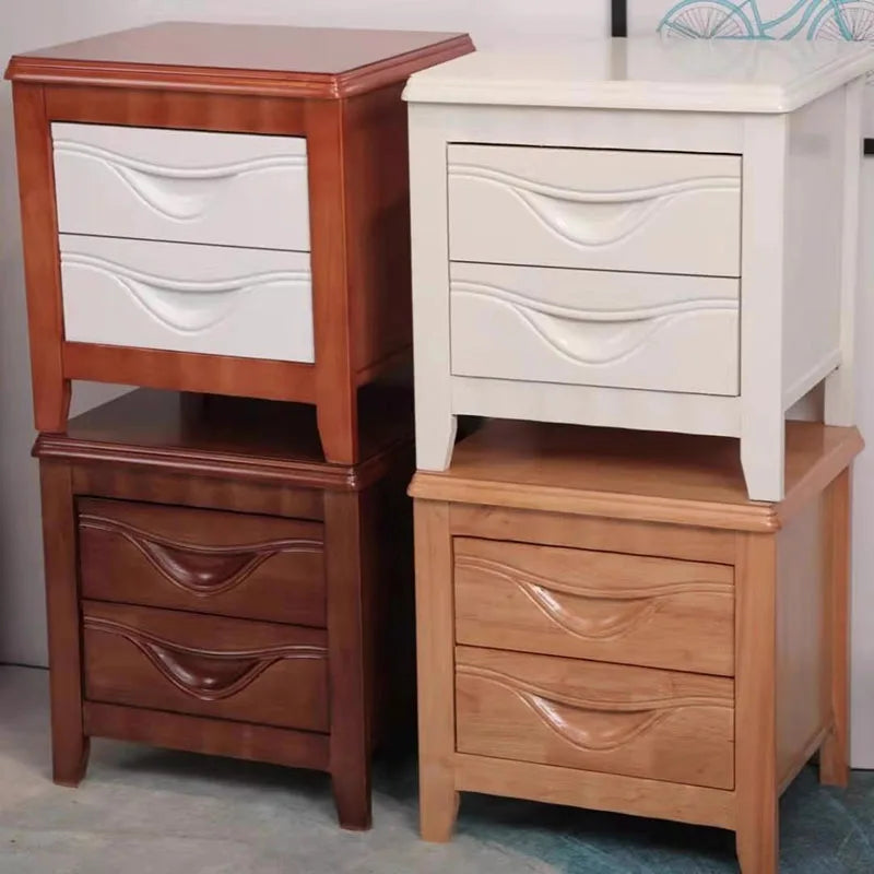 Trendy Wood Storage Bedside Table with Drawers