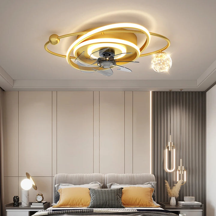 Modern Luxury Ceiling Lights Led with Fan for Living Room Bedroom Home Fixture Indoor Lighting Gold Black Dimmable with Remote