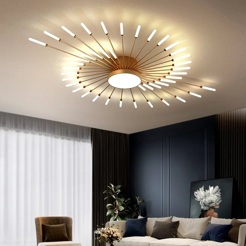 Newest Fireworks Ceiling Lamp Creative Nordic LED Chandeliers for Living Dining Room Bedroom Kitchen Lndoor Atmosphere Lighting