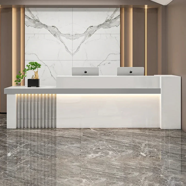 Luxury Store Reception Desks White Desk Reception Counter Standing Auxiliary Reception Balcao Pra Loja Midseni Modern Furniture