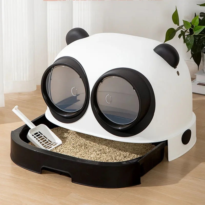 Panda Condo Cat Litter Box House Cave Supplies Training Kit Sandbox Tray Bathroom Cat Bedpans Cage Lettiera Gatto Pet Products