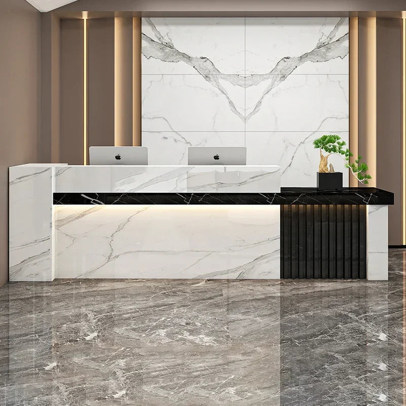 Luxury Store Reception Desks White Desk Reception Counter Standing Auxiliary Reception Balcao Pra Loja Midseni Modern Furniture