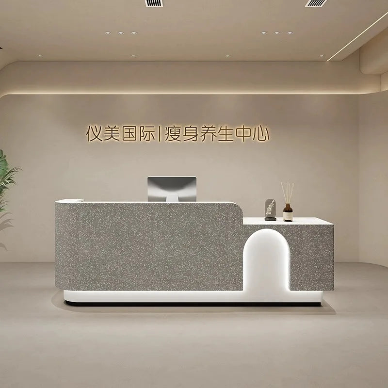 Simple Beauty Salon Cashier Front Desk Company Organization Reception Desk Balcao Para Salao De Beleza Furniture Bar Counter