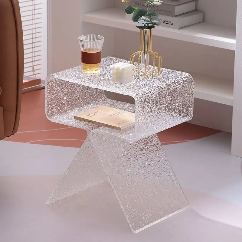 Acrylic Clear Side Cabinet Modern Bedside Table Living Room Sofa Side Table Storage Cabinet Home Decor