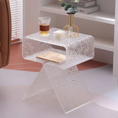 Acrylic Clear Side Cabinet Modern Bedside Table Living Room Sofa Side Table Storage Cabinet Home Decor