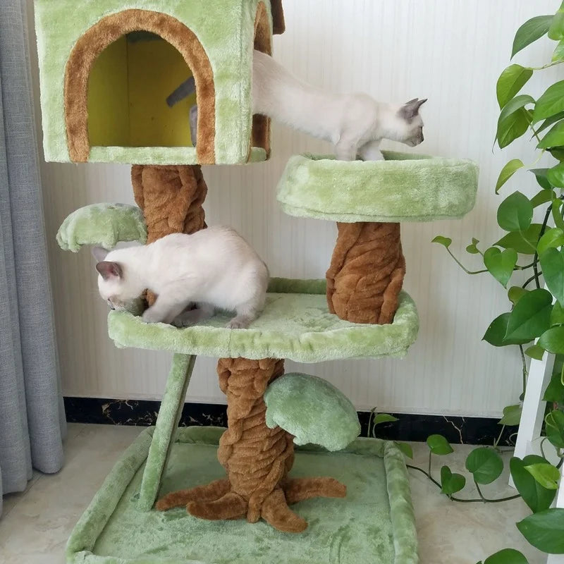 Luxury Pet Cat Tree House Condo Furniture Multi-Layer Cat Tree with Ladder Toy  Scratching Post for Cat Climbing