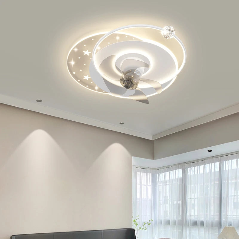 Fan shaking LED ceiling lamp chandelier Bedroom light luxury modern living room light Study ultra-bright quiet