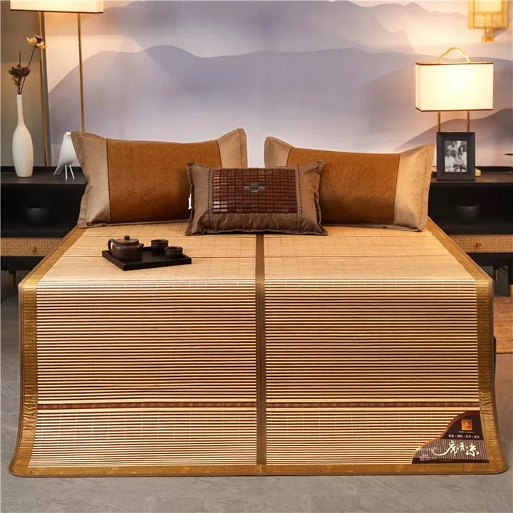 Carbonized bamboo mat, foldable bamboo mattress, student dormitory double-sided rattan mat 1.5m1.8m straw mat