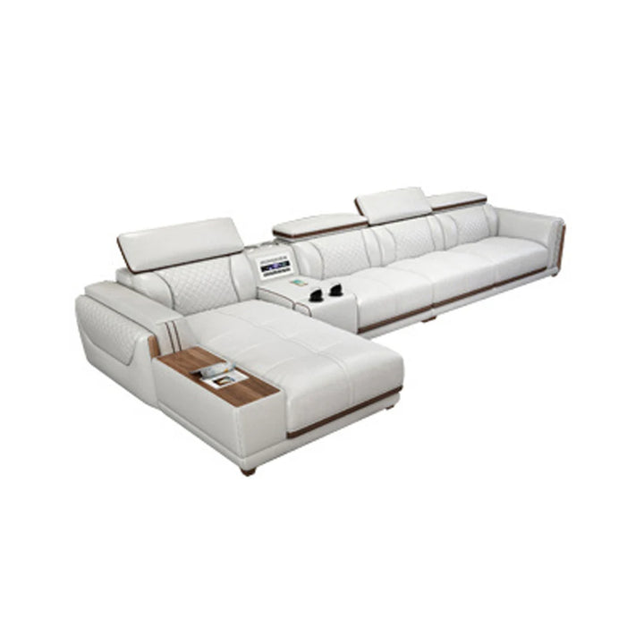 MANBAS Nordic Italian Leather Sofa Set Living Room Furniture Genuine Leather Couch Big Sofas with Bluetooth Speaker,Air Purifier