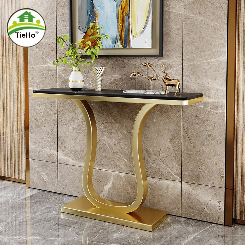 TieHo, Luxury Golden Table for Living Room, Modern Hallway Long Side Table, Iron Entrance Console Table, Entryway Narrow Table