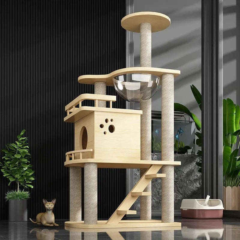 Large Wooden Cat Crawler DIY Material Cat Cat Wild Sisal Large Cat Crawler Space Capsule Indoor Pet Habitat Best Pet GIft