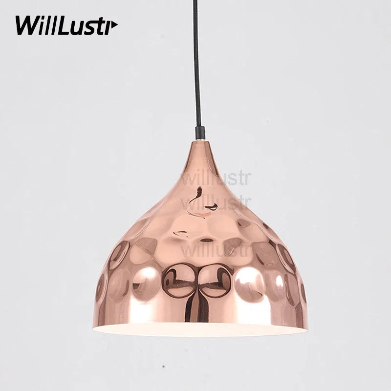 Copper Color Metal Pendant Lamp Polka Dots Wave Point Ceiling Chandelier Dinning Hall Hotel Restaurant Suspension Hanging Light