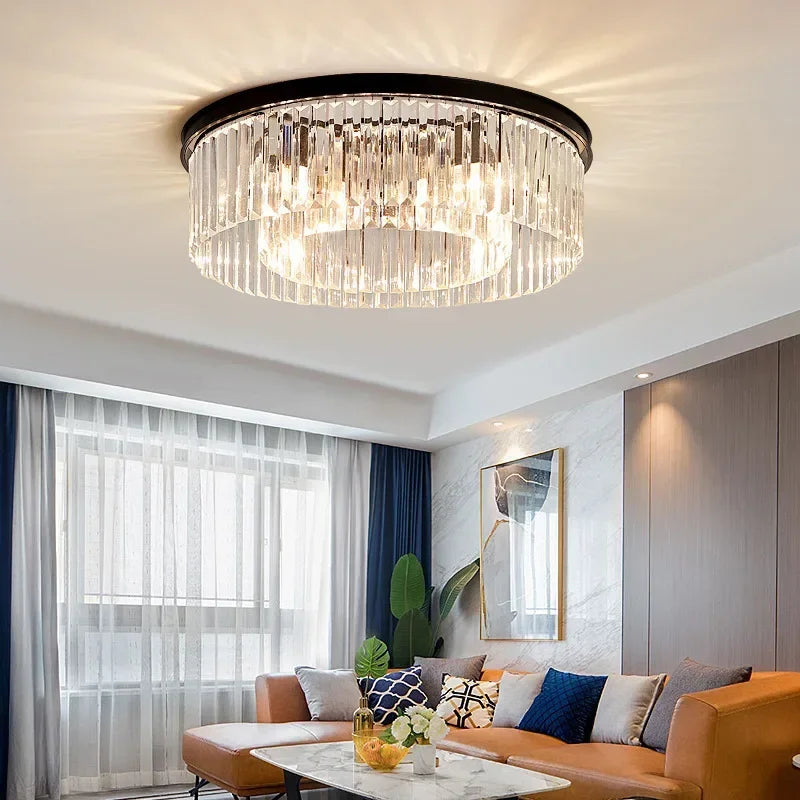 Postmodern Luxury Living Room Chandelier Crystal Round Ceiling Lamp Bedroom Simple Modern Dining  Indoor Lighting For Home