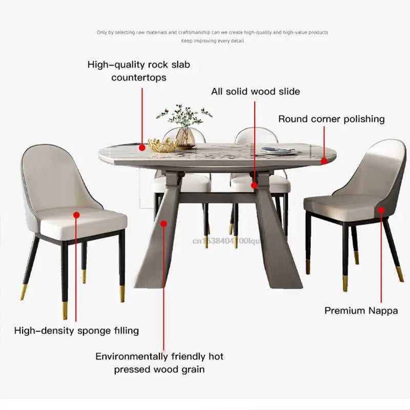 Household Small Apartment Solid Wood Table Modern Minimalist Light Luxury Retractable Dining Table And Chair Combination