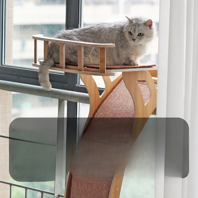 Observation Deck Cat Climbing Frame Suction Cup Cat Nest Pet Cat Tree Sisal Supplies Small  Large Solid Wood Multi-layer Board