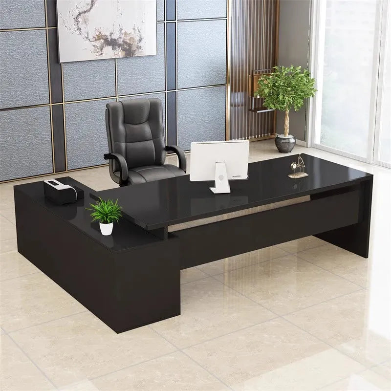 Executive Corner Office Desk L Shaped Shelf Standing Reception Computer Desks Storage European Mesa Escritorio Modern Furniture