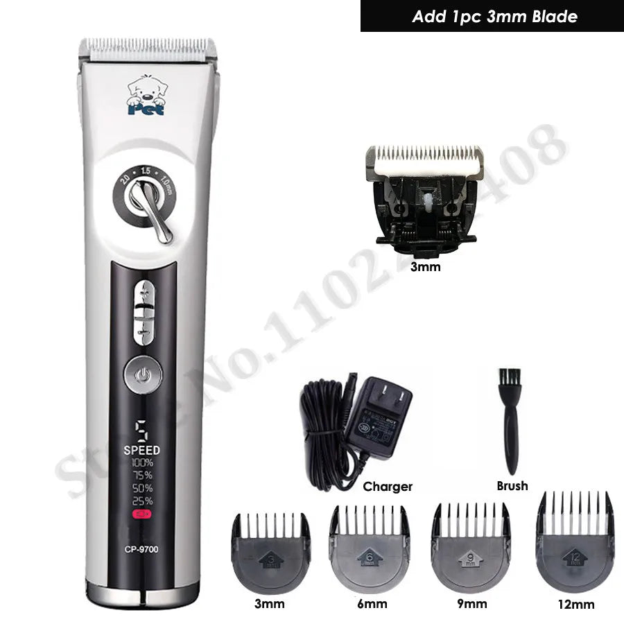 New CP9700 Dog Hair Clipper Rechargeable Pet Trimmer 5 Speeds Dog Clippers Electrical Cat Grooming Shaver Haircut Machine