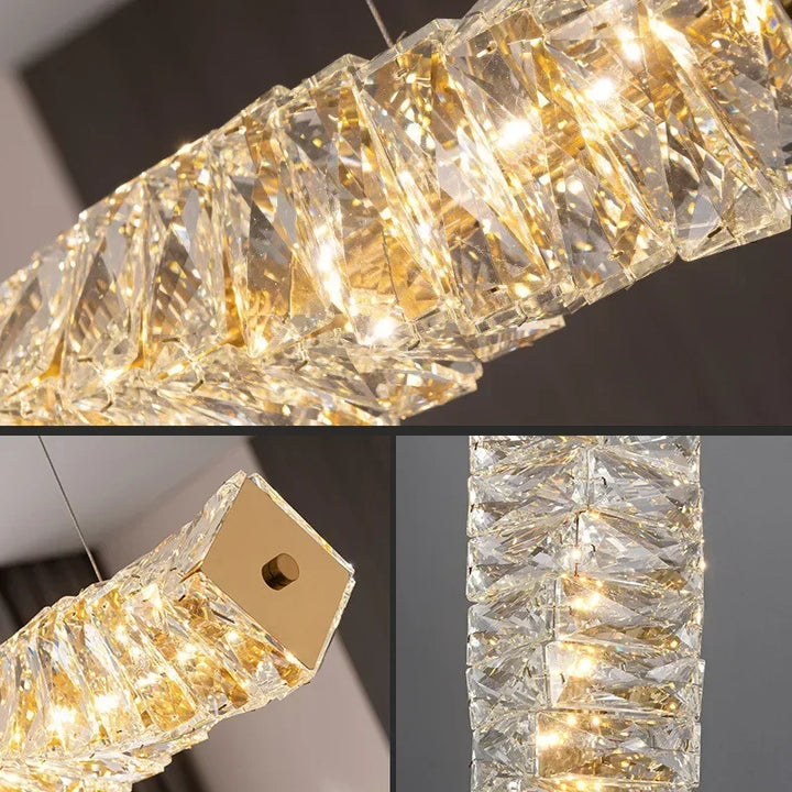 Nordic Crystal Pendant Lights Kitchen Island Long Cristal Ceiling Chandelier Hanging Lamp Dining Room Home Decor Light Fixtures