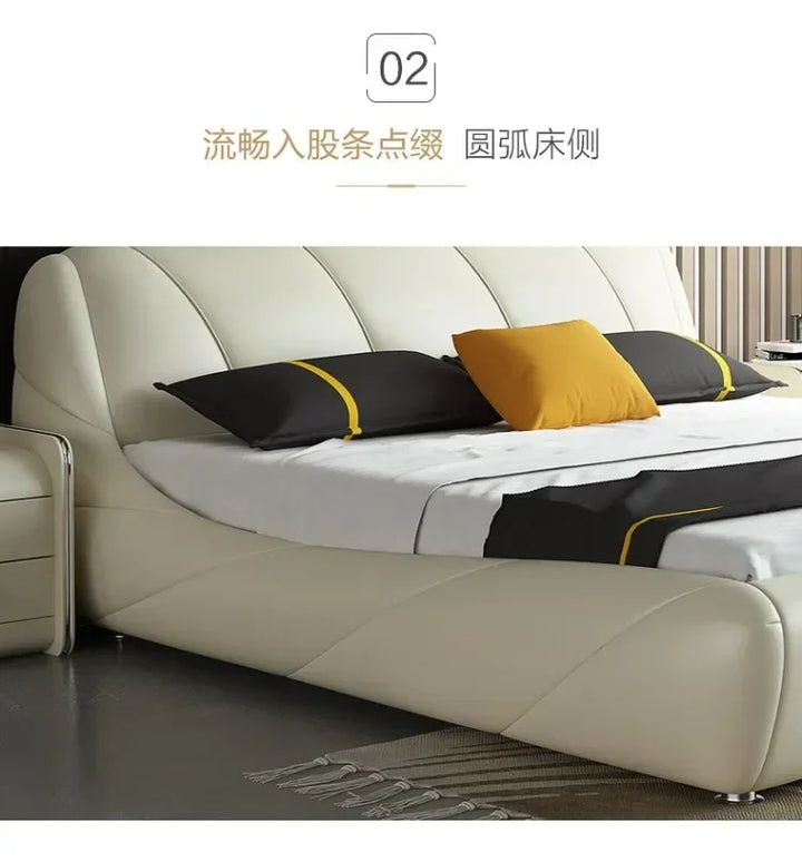 Real Genuine cow leather bed Soft Beds Bedroom camas lit muebles de dormitorio yatak mobilya quarto unique designer furniture