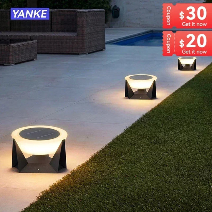 LED Solar Lights Outdoor Garden Light Column Lamps Post Light Waterproof Fence Gate Cap Light Lantern Head Lamp Patio Decoration