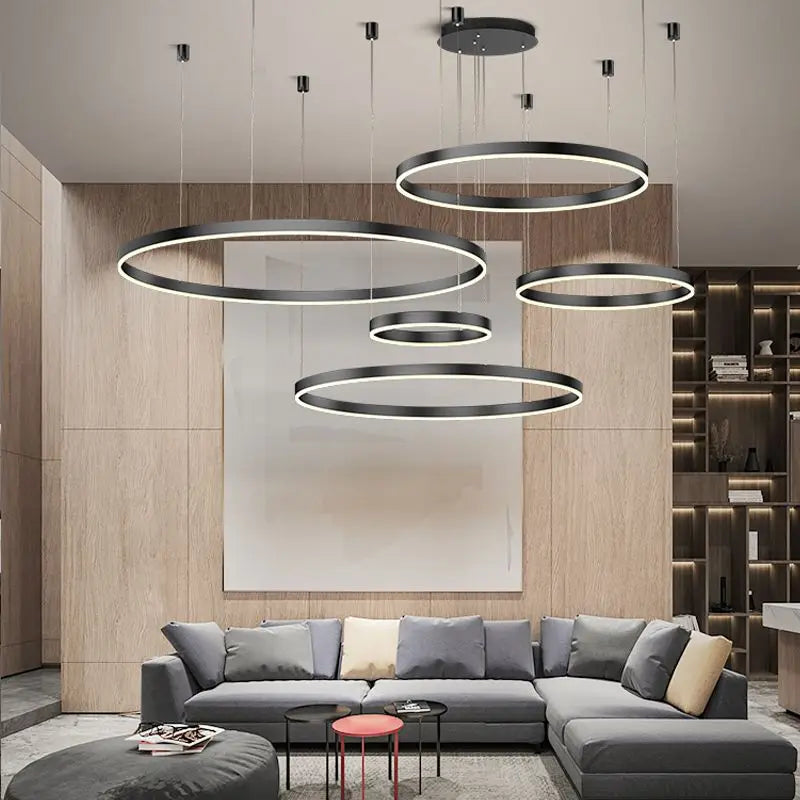 Modern LED Chandelier Light Circle DIY  Fixtures For Home living room deco Ceiling lamp shop restaurant  decoration 110v 220v