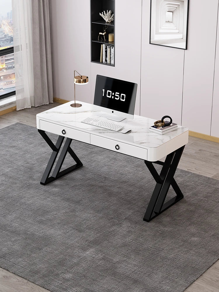 Luxury Computer Desk With Drawer Living Room Slate Computer Table Office Desk Iron Bedroom Computer Desks 100cm Home Furniture