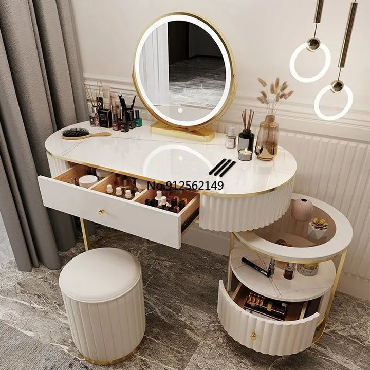 Nordic Dressers Bedroom Luxury Dressing Table Modern Minimalist Creative Dressing Table Storage Toaletka Z Lustrem Furnitures