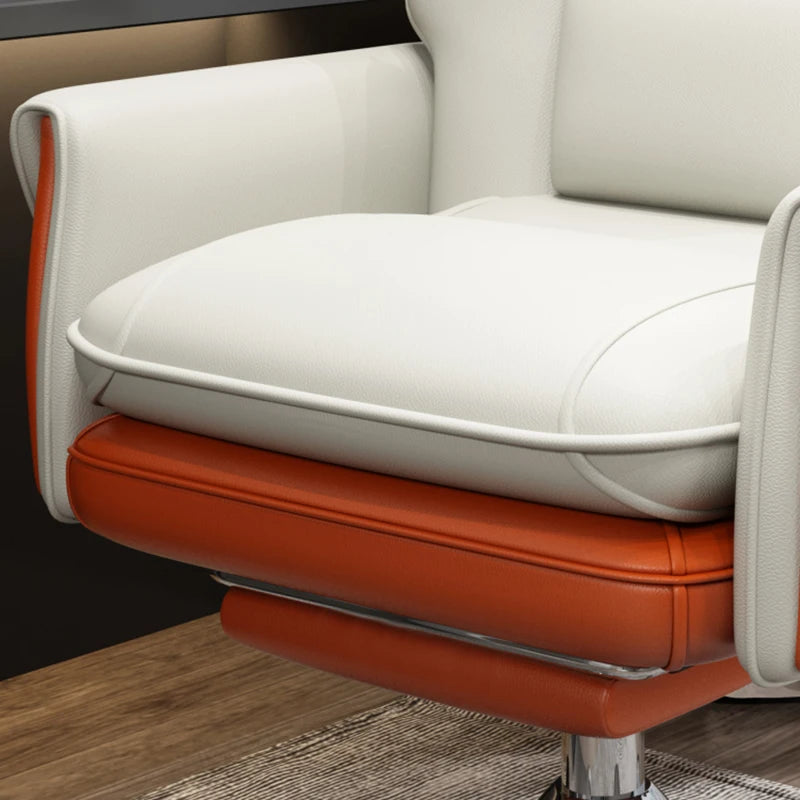 Modern Orange White Office Chair Fashion Design Office Chair Lumbar Support With Footrest Swivel Caster Wheels Sillas Furniture