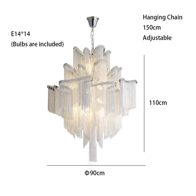 Remote Control Tassels Aluminum Chrome Dimmable Ceiling Lights Lustres Room Decor Lamps Modern Ceiling Chandelier for Bedroom