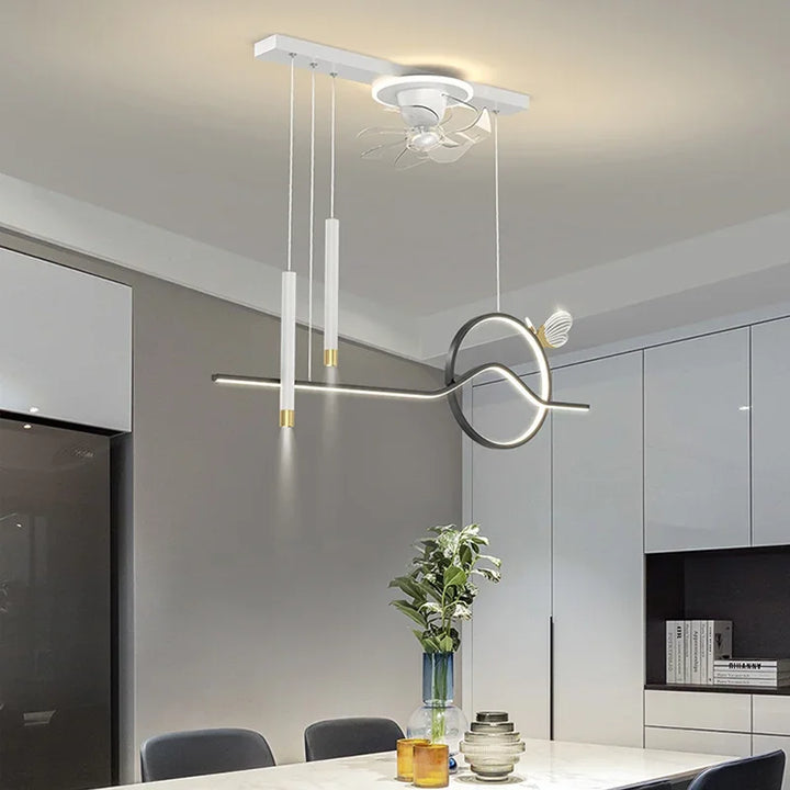 Modern Dining Room Ceiling Fans Minimalism Led Pendant Lights Nordic Home Decor Led Luminarias Suspend Lamp Hanging Fixtures