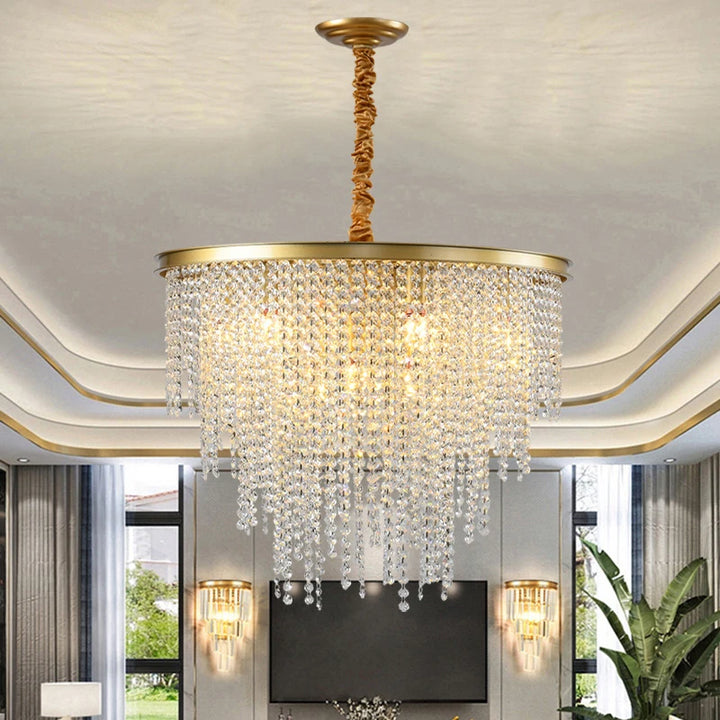 Minimalist Luxury LED Crystal Chandeliers Lights Pendant Hanging Lighting Living Dining Room Hotel Restaurant Decoration Lamps