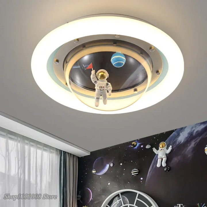 Children's room ceiling lamp astronaut spaceman planet lamp boy and girl room lamp eye protection simple bedroom Light Fixtures