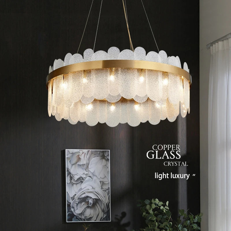 Nordic Luxury Crystal Chandeliers Minimalist LED Pendant Light For Hotel Villa Hall Living Room Kitchen Home Deco Lustre Fixture