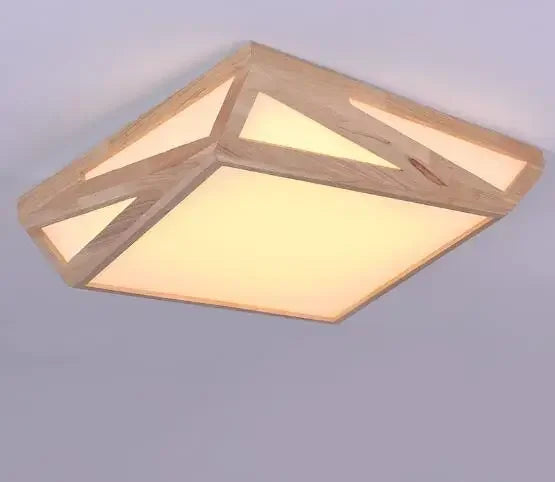 Japanese geometric ceiling Nordic wood master bedroom lamp modern minimalist square children small apartment living room lamps