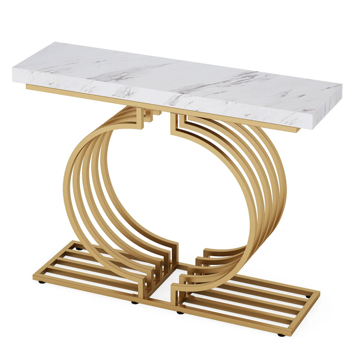 Tribesigns Modern Console Table with Gold Base，40 inch Geometric Entryway Sofa Table Narrow Long