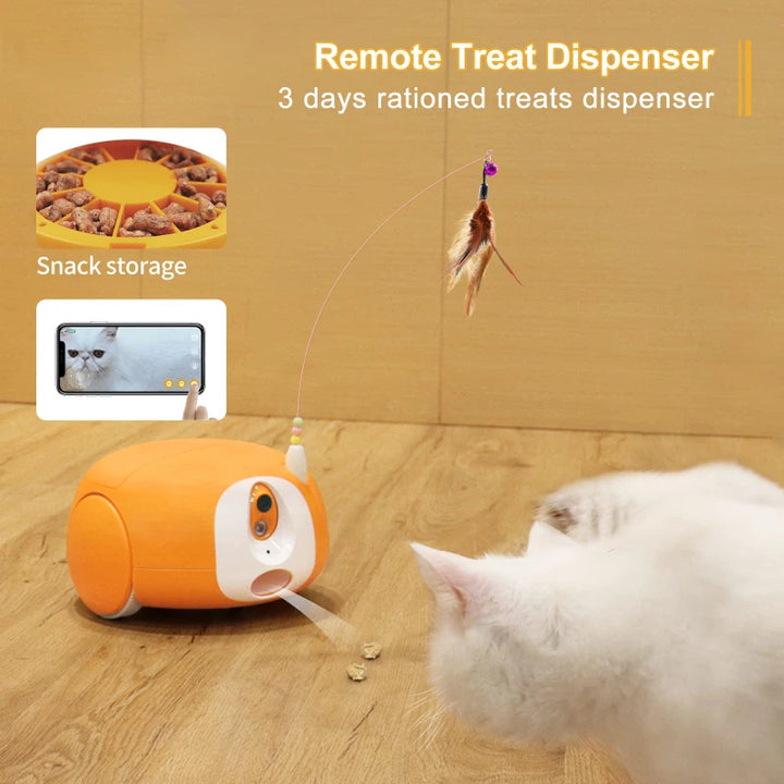 Pet Camera Robot Interactive Electric Cat Soft Plush Automatic Tease Toy Can Remotely Track Pets To Deliver Snacks