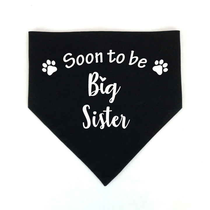 Soon To Be Big Sister Bro Dog Bandana Pregnancy Announcement Photos Shower Gift Gender Reveal Black White Scarf For Pet New Baby